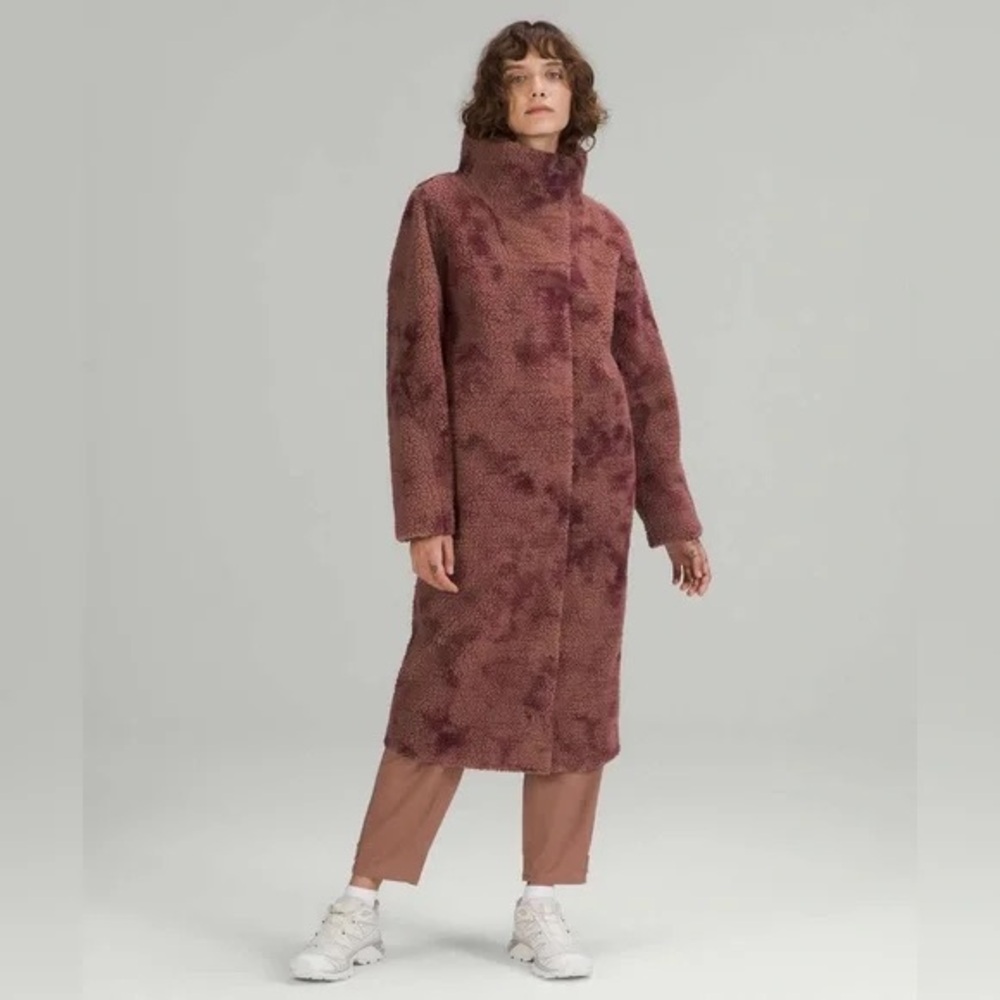 Lululemon Lab Textured Fleece Coat Diamond Dye Dusty Pelt Pink Snap Women’s Sz 4